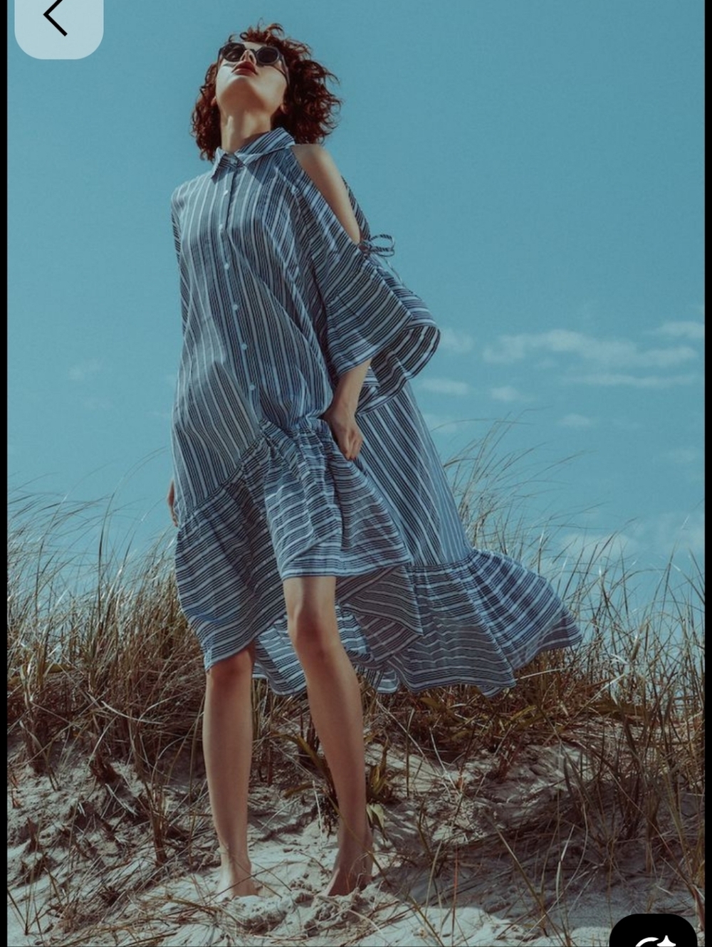 NWT Love Binetti Blue Striped Dress Size M